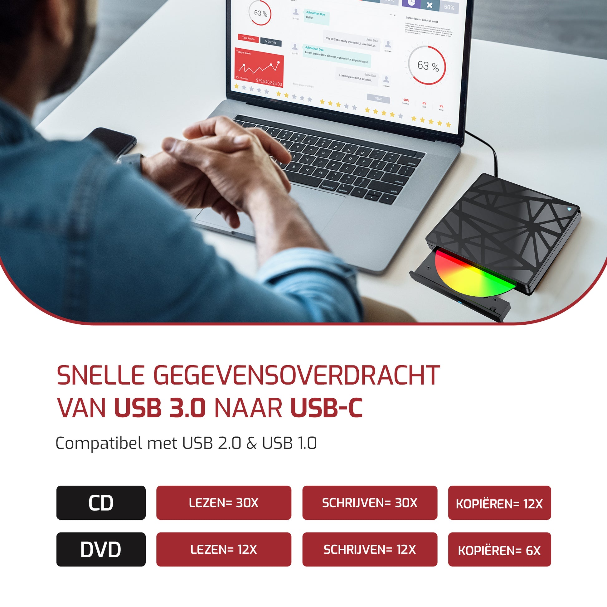 Externe CD/DVD Speler Met Brander